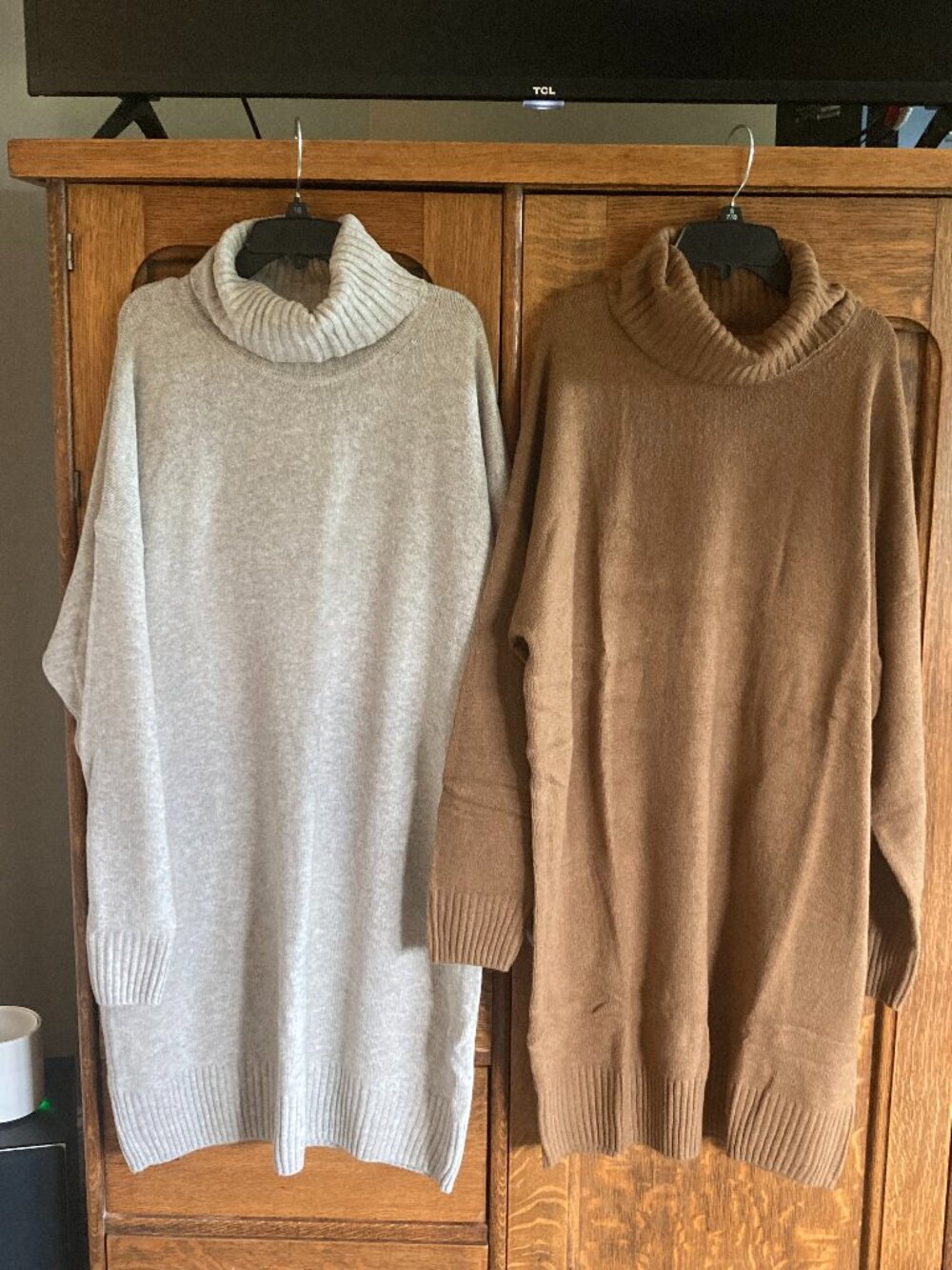 Lot of 2 NWT GAP Cashsoft Relaxed Turtleneck Sweater Dress oversized LARGE TALL